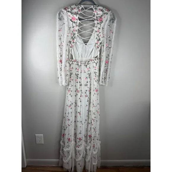 NWT Mac Duggal 70159 Long Sleeve Embroidered Formal Gown Size 2  Cut Out Corset - Picture 5 of 9